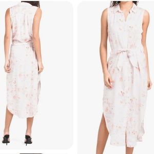 Anthropologie Cloth & Stone Sleeveless Floral 100% Tencel Shirt Midi Dress Small
